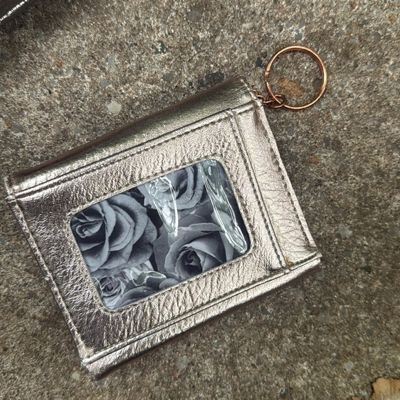 Two items! Metallic Silver Clutch and Adrienne Vittadini Rose Gold Card Holder - Picture 4 of 12